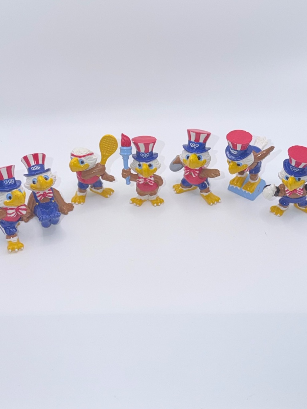 Vintage 1984 Los Angeles Olympics Sam The Eagle PVC Lot of 7 Figure Collectables